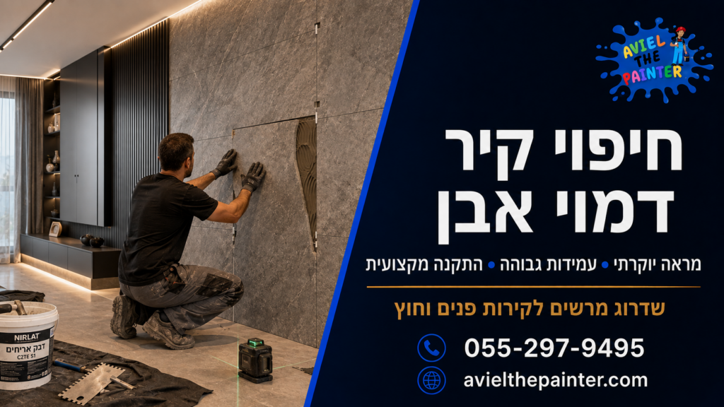 חיפוי קיר דמוי אבן — התקנה מקצועית